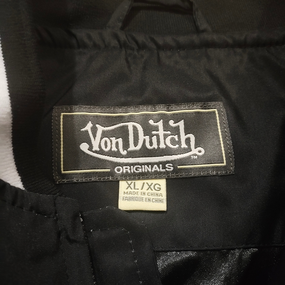 Von Dutch Black, White, and Red Lightweight Bomber Windbreaker Jacket #U - Picture 6 of 9